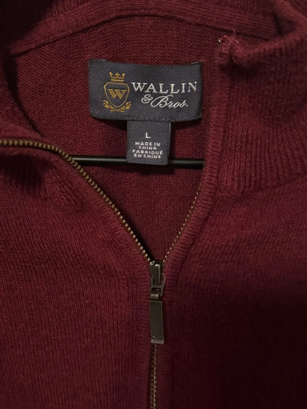 Wallin & Bros Quarter-Zip Maroon Sweater | L